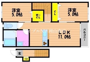 岡山駅 バス30分  錦貯水下車：停歩1分 2階の物件間取画像